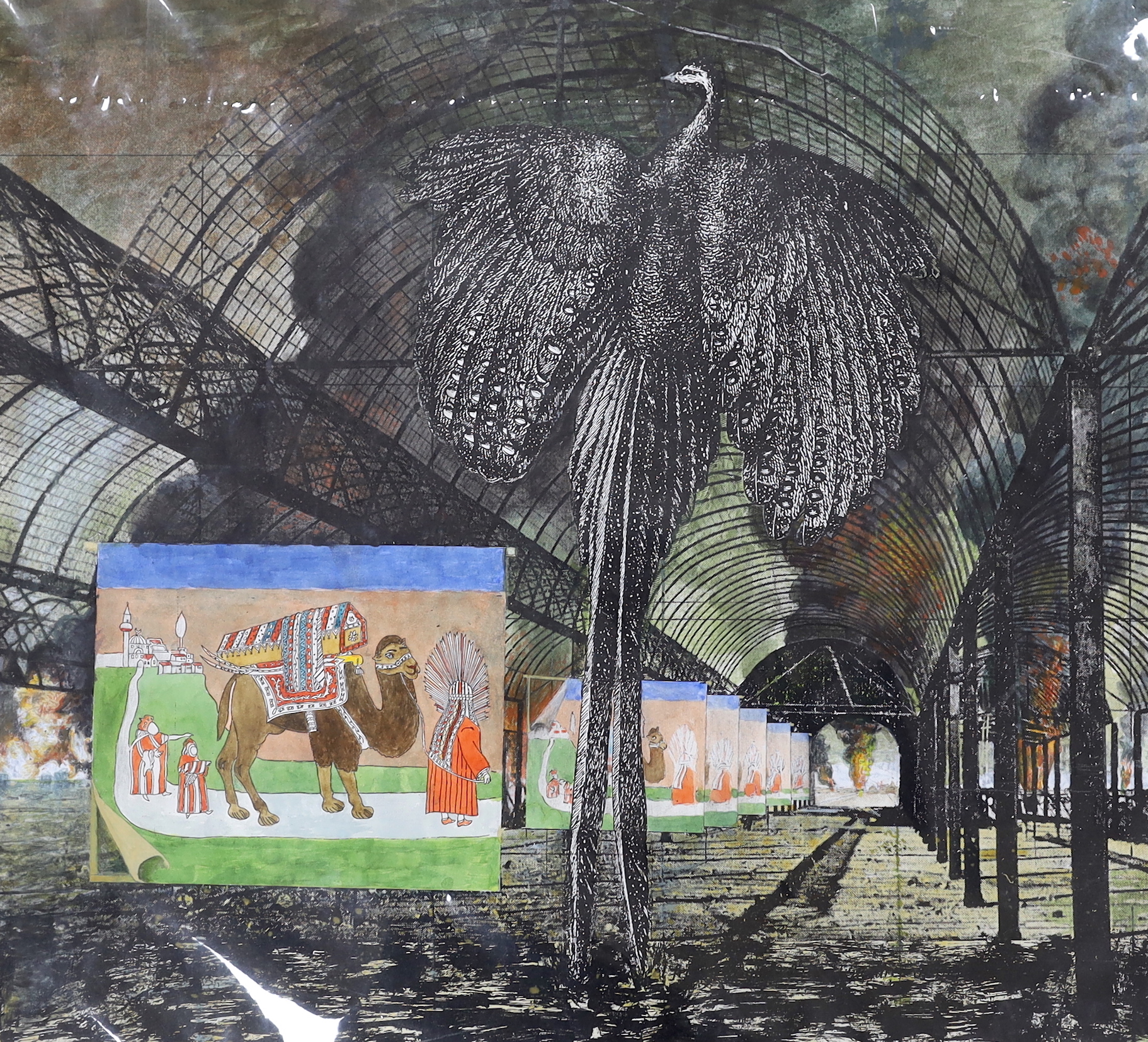 Gerald Leet (Illustrator, 1913-1998), mixed media, 'Phoenix', 49 x 52cm, unframed
